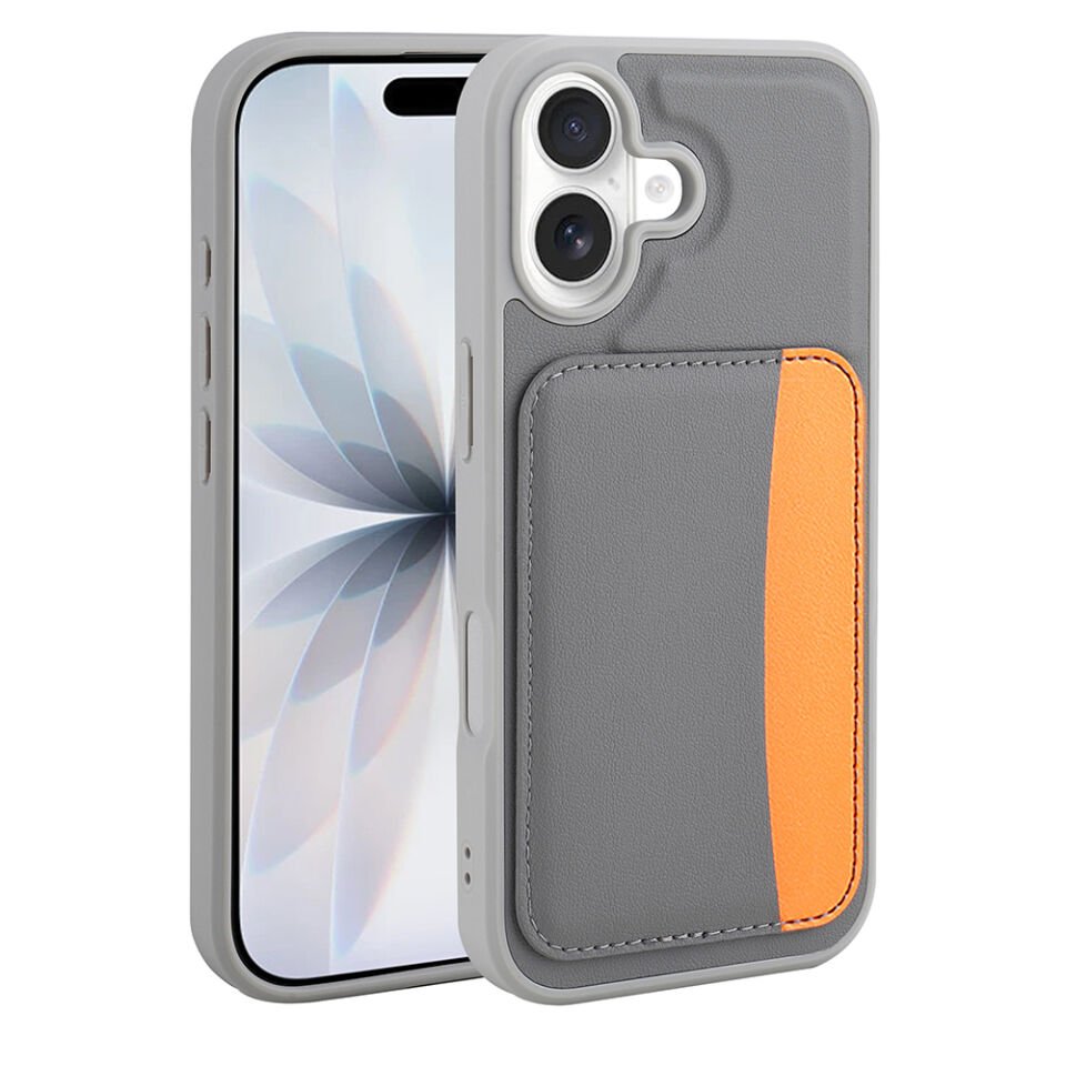 Apple iPhone 17 Kılıf Kartlıklı Zore X-Kart Silikon Kapak Koyu Gri