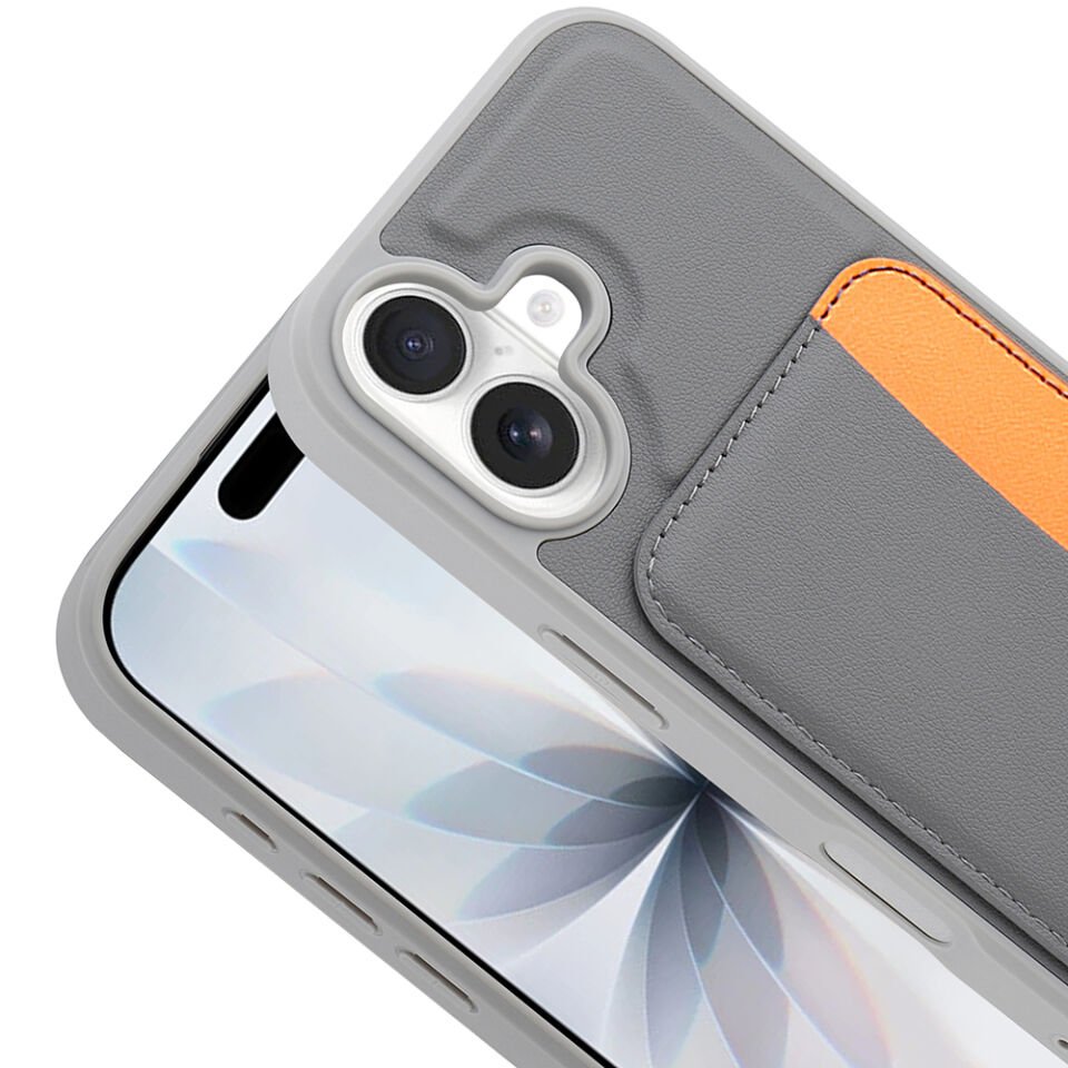 Apple iPhone 17 Kılıf Kartlıklı Zore X-Kart Silikon Kapak Koyu Gri