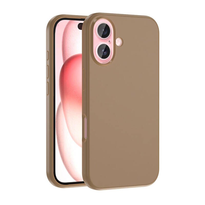 Apple iPhone 16 Plus Kılıf M-safe Şarj Özellikli Sıvı Teknolojili Silinebilir Sert Zore Kivi Kapak Desert Titanyum