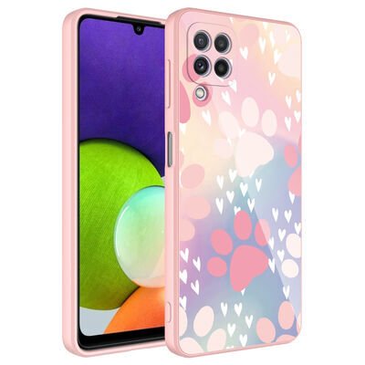 Galaxy A22 4G Kılıf Kamera Korumalı Desenli Sert Silikon Zore Epoksi Kapak
