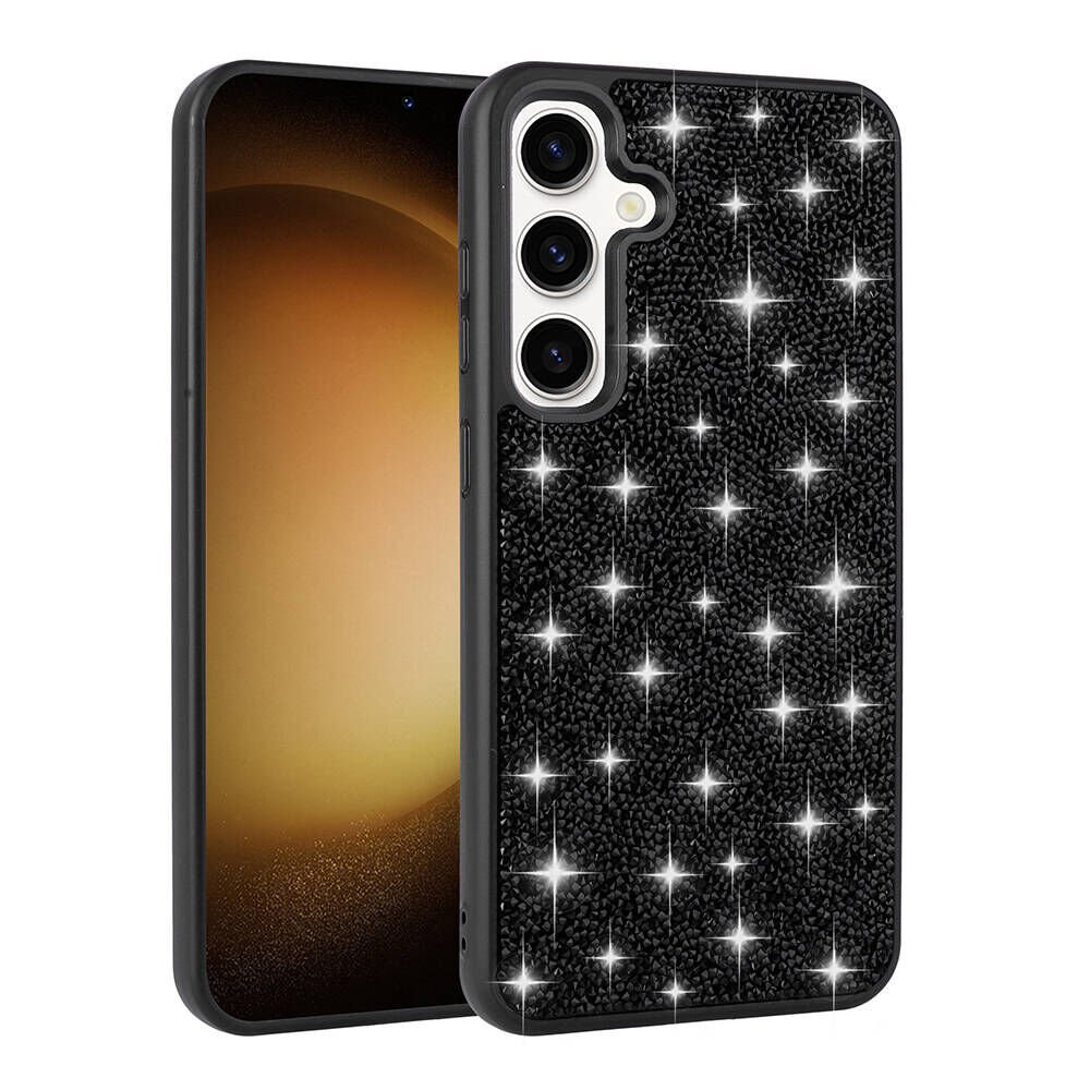 Galaxy S24 Kılıf Parlak Taşlı Tasarım Zore Pırlanta Kapak Siyah