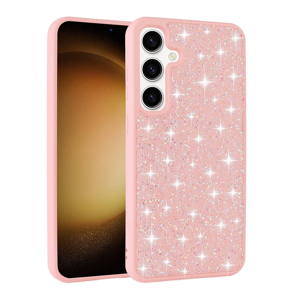 Galaxy S24 Kılıf Parlak Taşlı Tasarım Zore Pırlanta Kapak Pembe