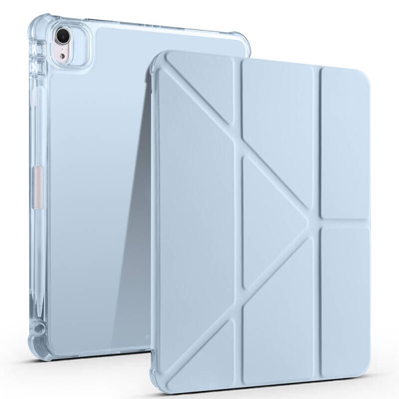 Apple iPad Air 11 2024 Kılıf Zore Tri Folding Kalem Bölmeli Standlı Kılıf Mavi
