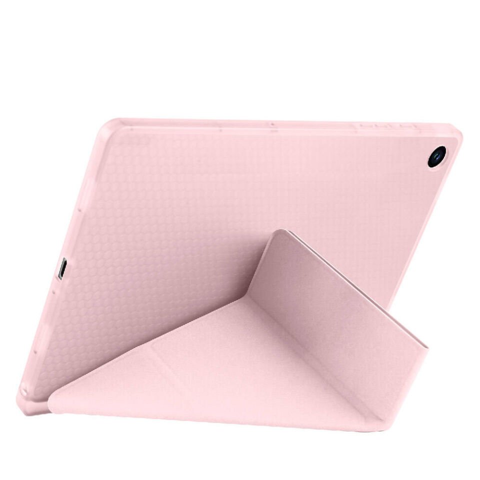Galaxy Tab A9 Kılıf Zore Tri Folding Kalem Bölmeli Standlı Kılıf Rose Gold