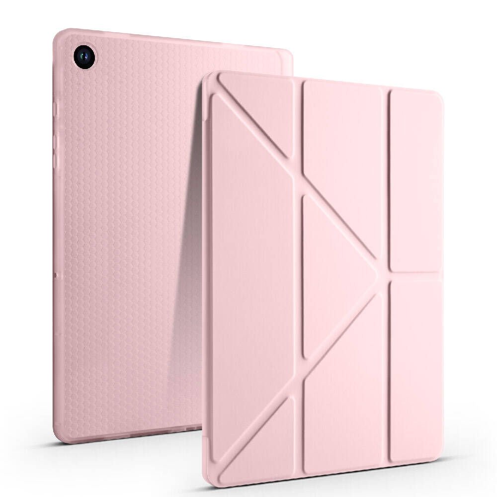 Galaxy Tab A9 Plus Kılıf Zore Tri Folding Kalem Bölmeli Standlı Kılıf Rose Gold