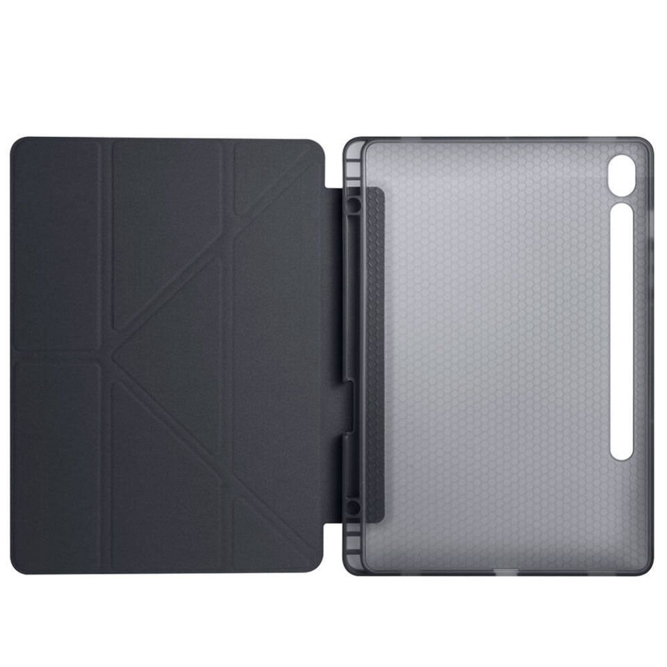 Galaxy Tab S9 FE Kılıf Zore Tri Folding Kalem Bölmeli Standlı Kılıf Siyah