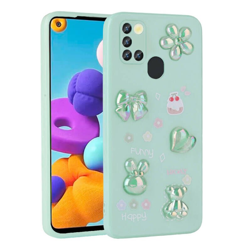 Galaxy A21S Kılıf Kabartma Figürlü Parlak Zore Toys Silikon Kapak