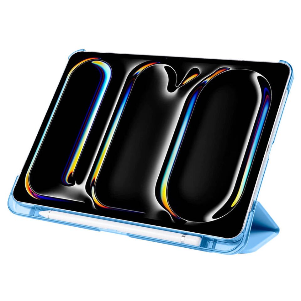Apple iPad Pro 11 2025 M5 Zore Smart Cover Kalem Bölmeli Standlı 1-1 Kılıf Mavi