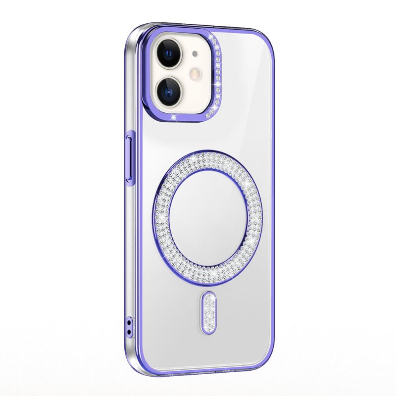 Apple iPhone 11 Kılıf Pırlanta Taş Tasarımlı M-safe Şarj Özellikli Zore Karetta Silikon Kapak