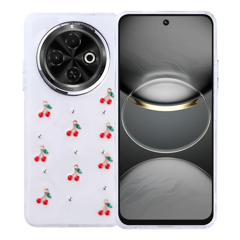 Tecno Spark 30C Kılıf Airbag Tasarımlı Simli Şeffaf Zore Kutup Kapak