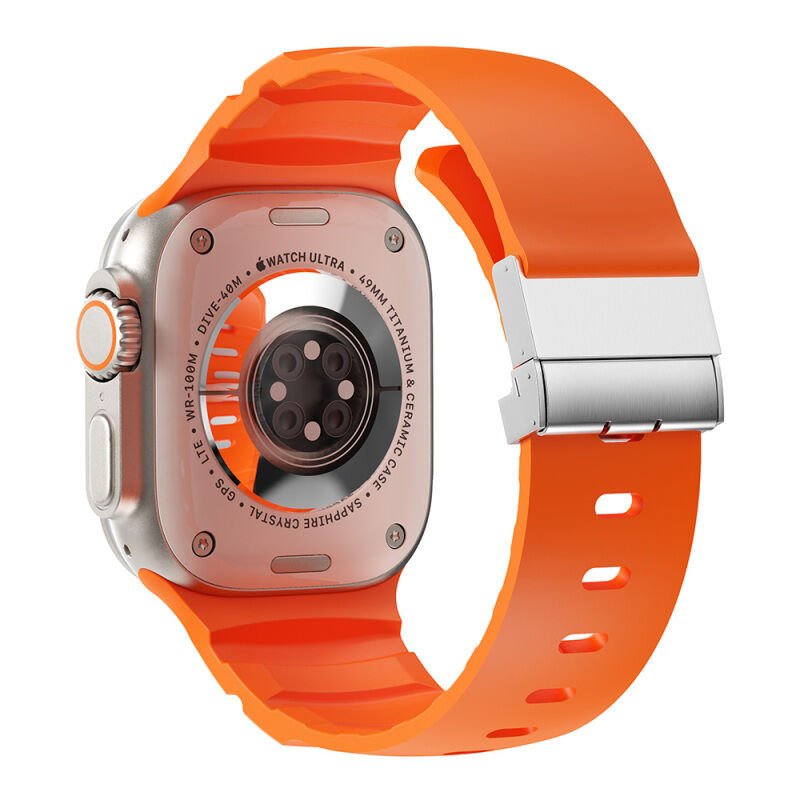 Apple Watch 42mm Zore KRD-145 Metal Tokalı Silikon Kordon