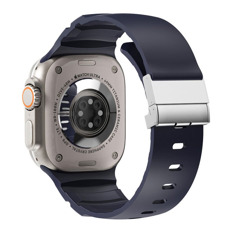 Apple Watch 42mm Zore KRD-145 Metal Tokalı Silikon Kordon