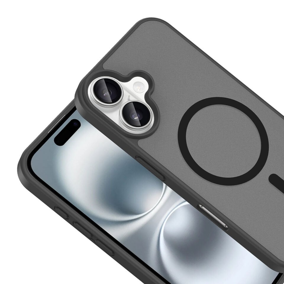 Apple iPhone 16 Kılıf M-safe Şarj Özellikli Zore Babet Kapak Siyah