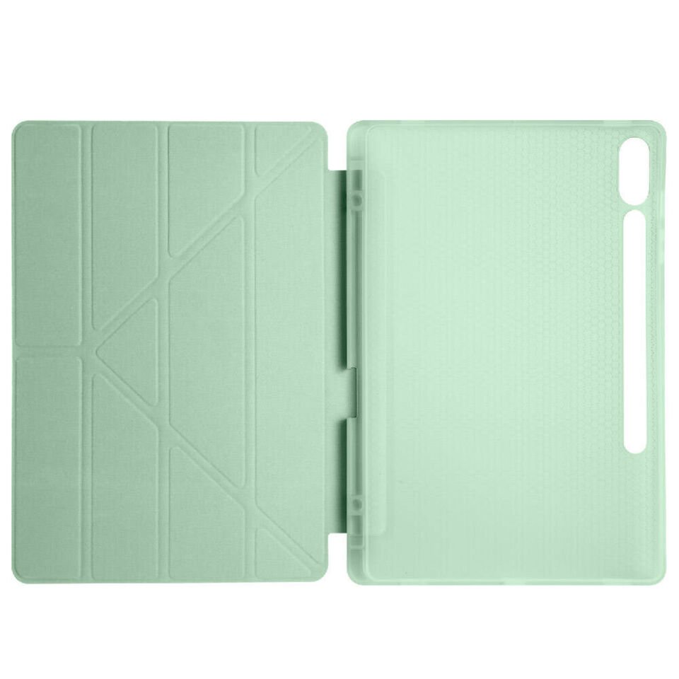 Galaxy Tab S9 Plus Kılıf Zore Tri Folding Kalem Bölmeli Standlı Kılıf Yeşil