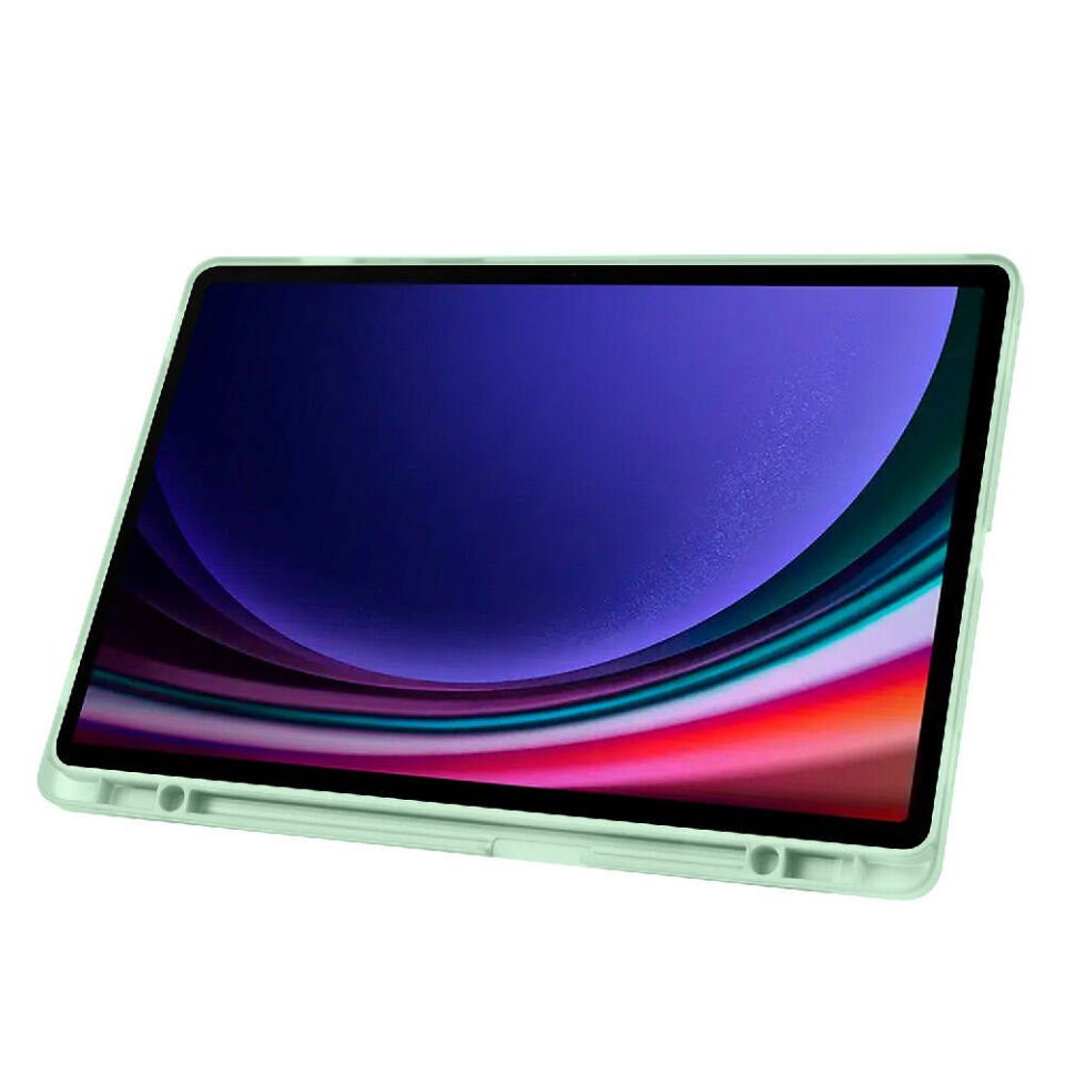 Galaxy Tab S9 Plus Kılıf Zore Tri Folding Kalem Bölmeli Standlı Kılıf Yeşil