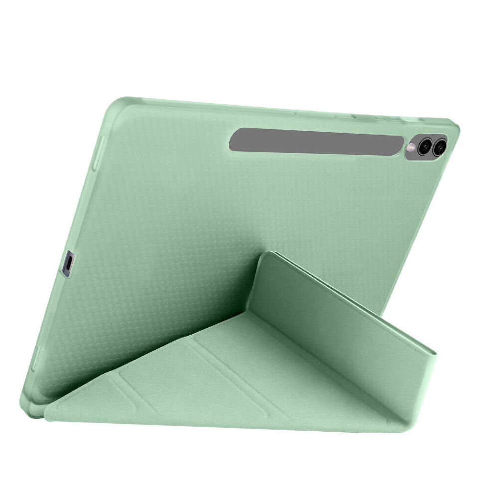 Galaxy Tab S9 Plus Kılıf Zore Tri Folding Kalem Bölmeli Standlı Kılıf Yeşil