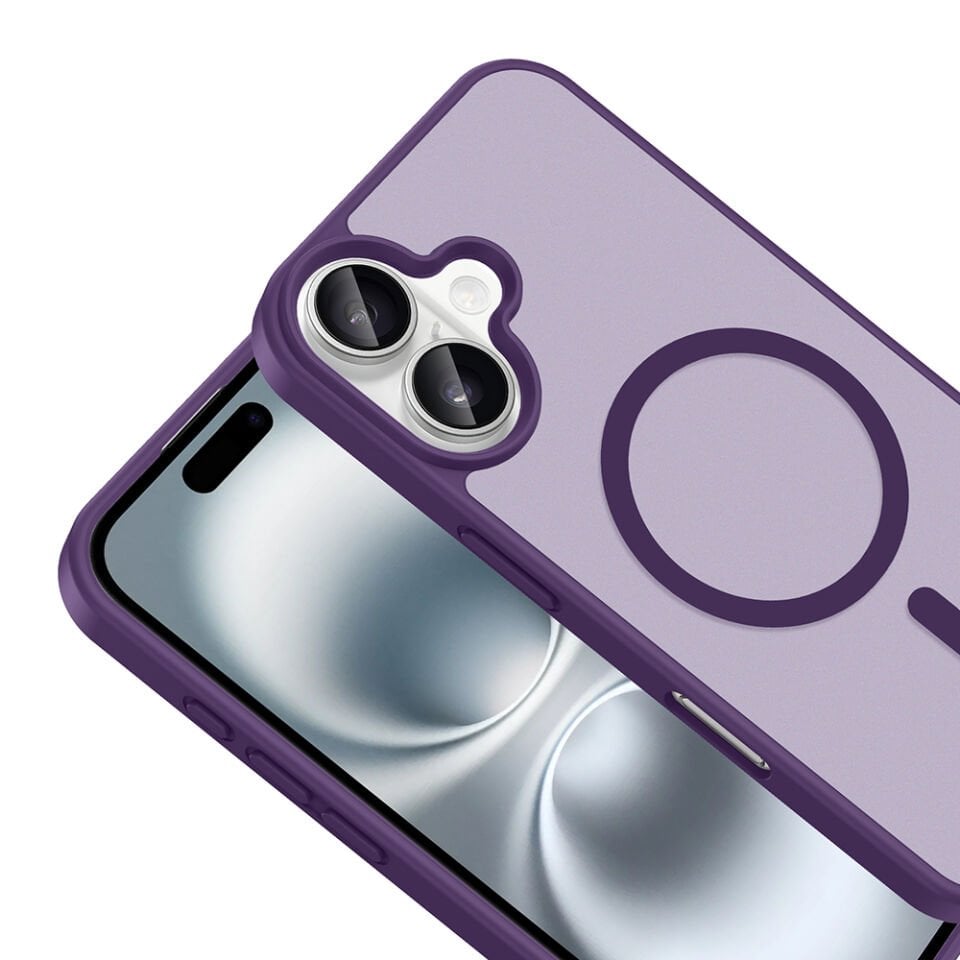 Apple iPhone 16 Kılıf M-safe Şarj Özellikli Zore Babet Kapak Derin Mor