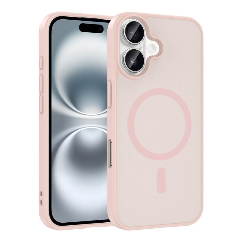 Apple iPhone 16 Kılıf M-safe Şarj Özellikli Zore Babet Kapak Pembe