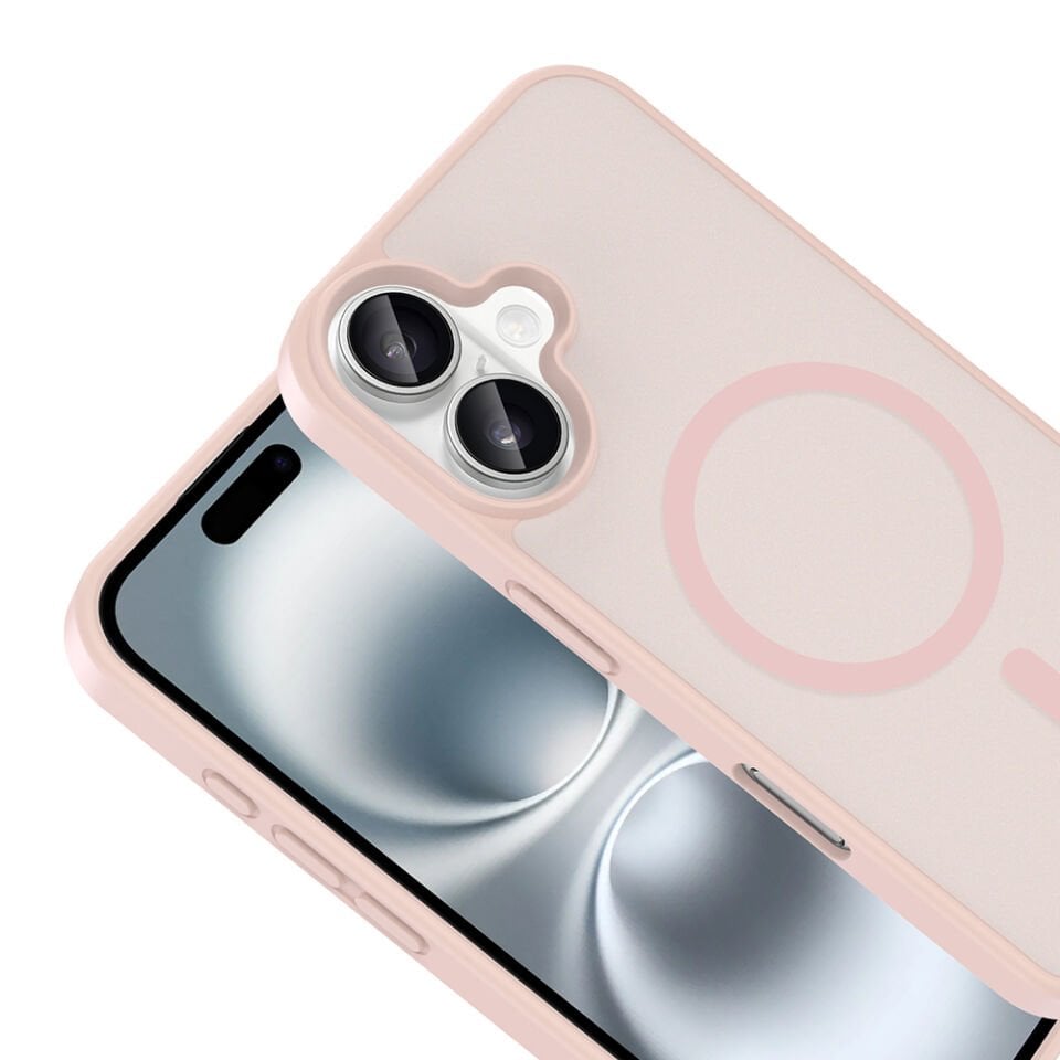 Apple iPhone 16 Kılıf M-safe Şarj Özellikli Zore Babet Kapak Pembe