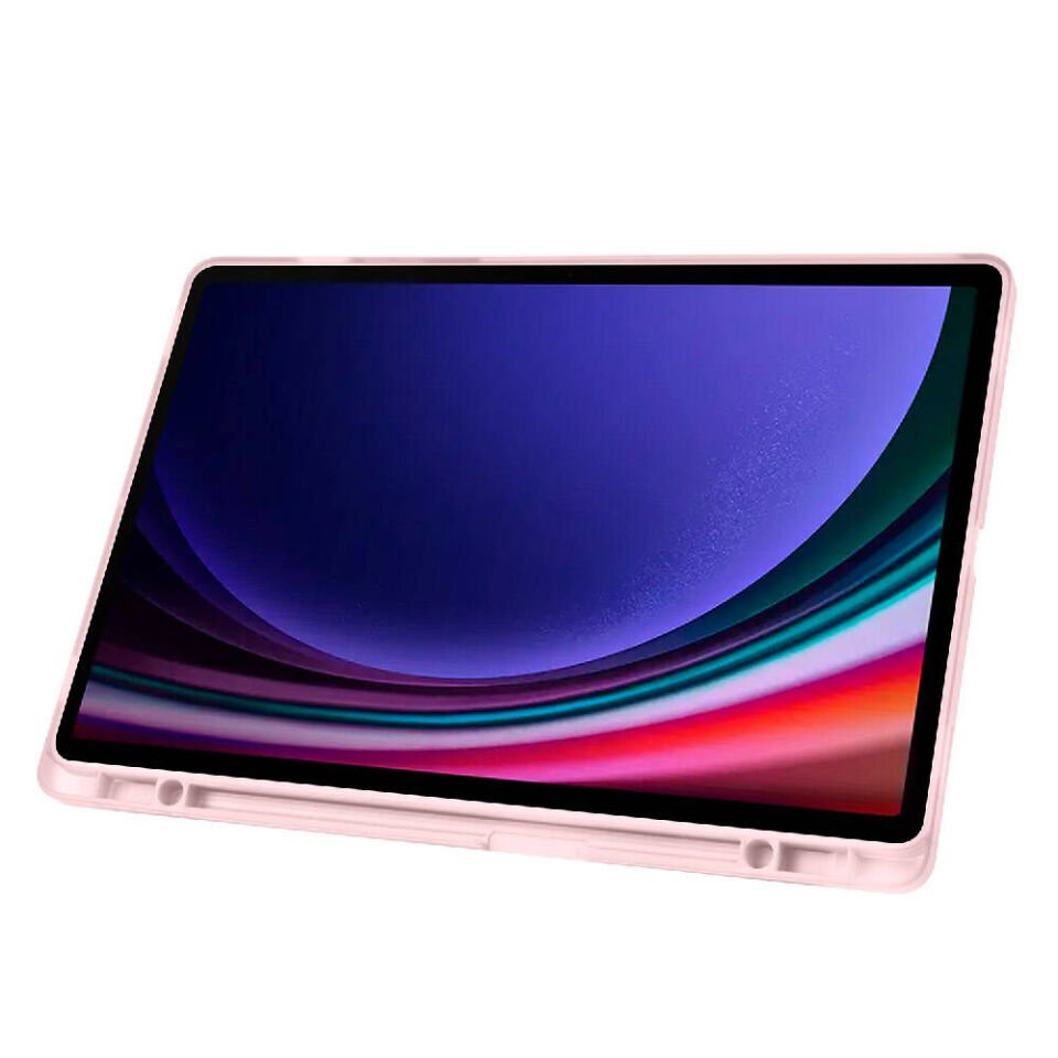 Galaxy Tab S9 Plus Kılıf Zore Tri Folding Kalem Bölmeli Standlı Kılıf Rose Gold