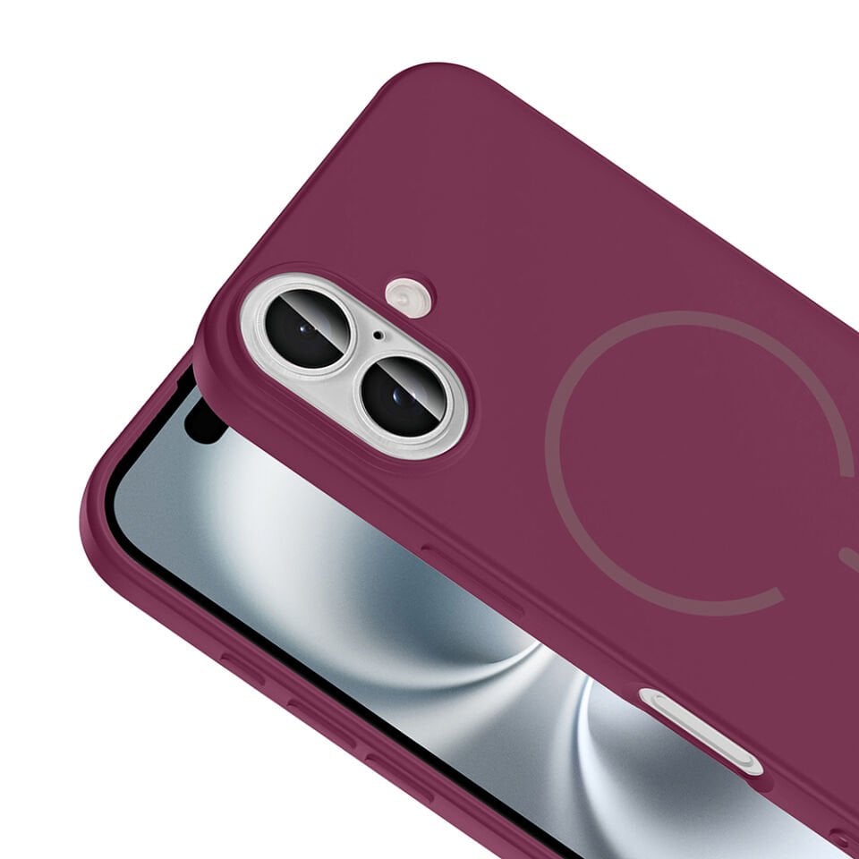 Apple iPhone 16 Kılıf M-safe Şarj Özellikli Zore Meta Kapak Mürdüm