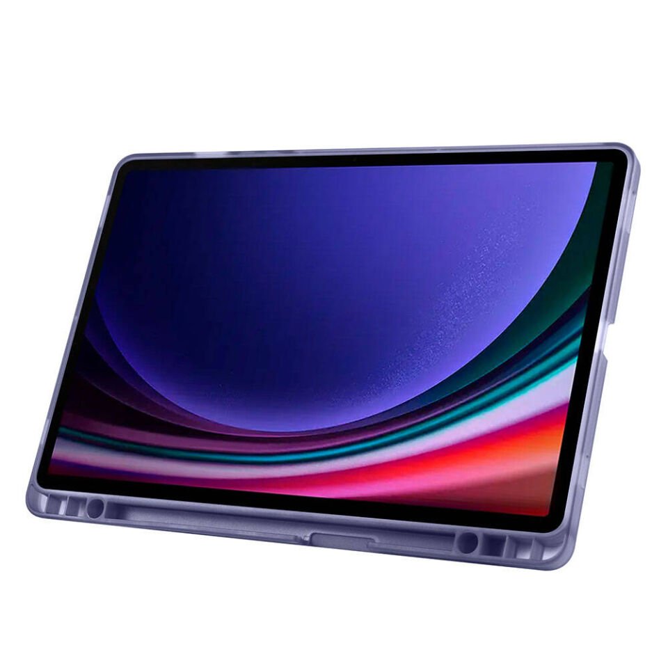 Galaxy Tab S9 Kılıf Zore Tri Folding Kalem Bölmeli Standlı Kılıf Mor