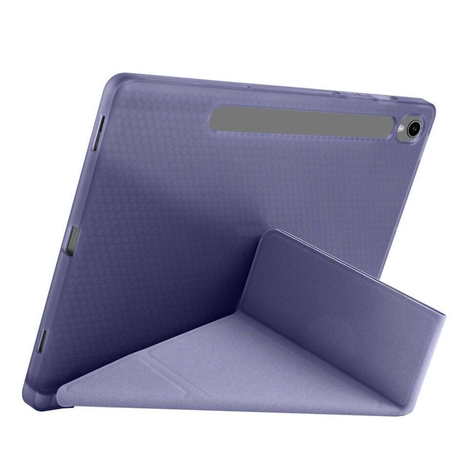 Galaxy Tab S9 Kılıf Zore Tri Folding Kalem Bölmeli Standlı Kılıf Mor