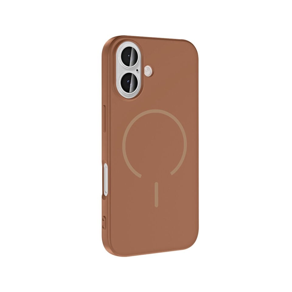Apple iPhone 16 Kılıf M-safe Şarj Özellikli Zore Meta Kapak Kahverengi