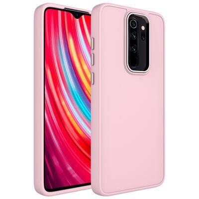 Xiaomi Redmi Note 8 Pro Kılıf Metal Çerçeve ve Buton Tasarımlı Silikon Zore Luna Kapak