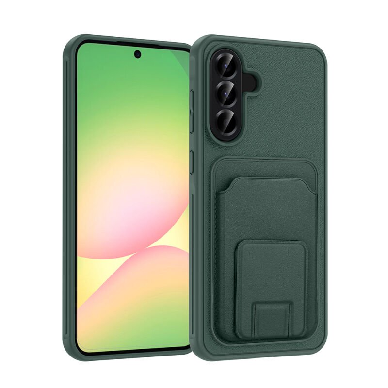Galaxy A56 Kılıf Kartlıklı TPU Zore Bikart Kapak Koyu Yeşil