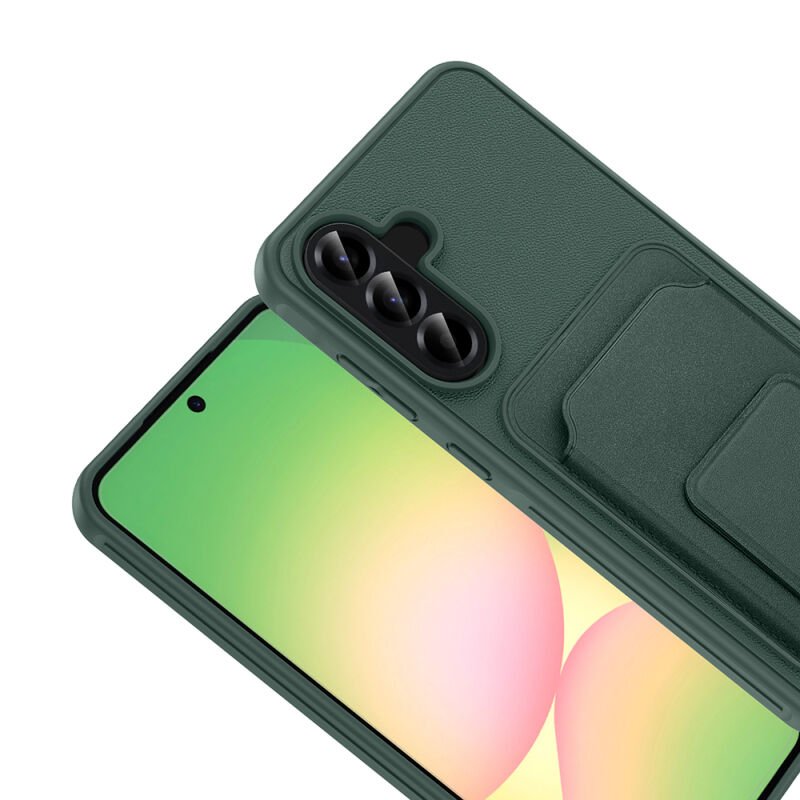 Galaxy A56 Kılıf Kartlıklı TPU Zore Bikart Kapak Koyu Yeşil