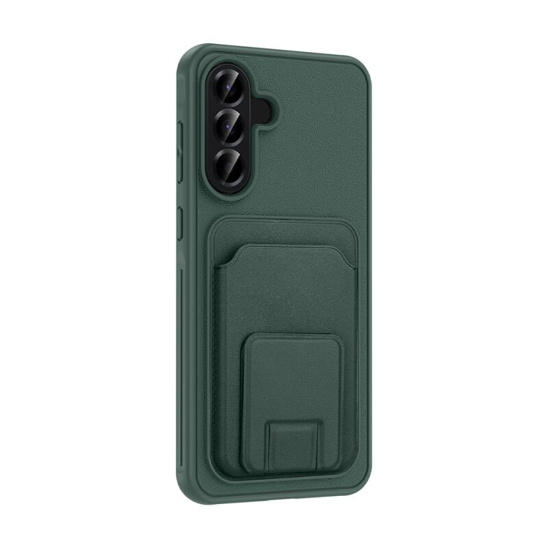 Galaxy A56 Kılıf Kartlıklı TPU Zore Bikart Kapak Koyu Yeşil