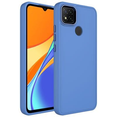 Xiaomi Redmi 9C Kılıf Metal Çerçeve ve Buton Tasarımlı Silikon Zore Luna Kapak
