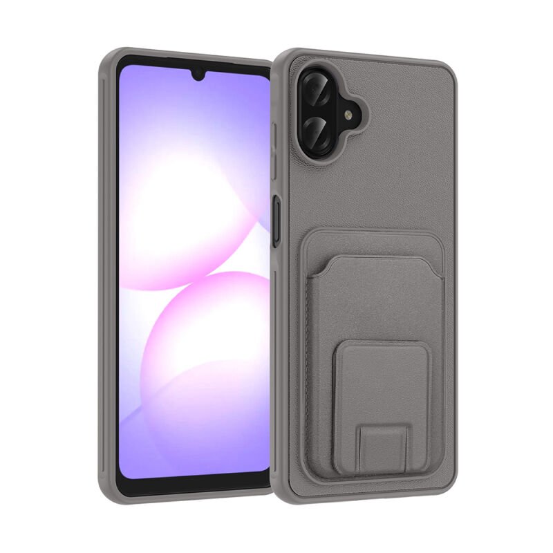 Galaxy A07 Kılıf Kartlıklı TPU Zore Bikart Kapak Gri