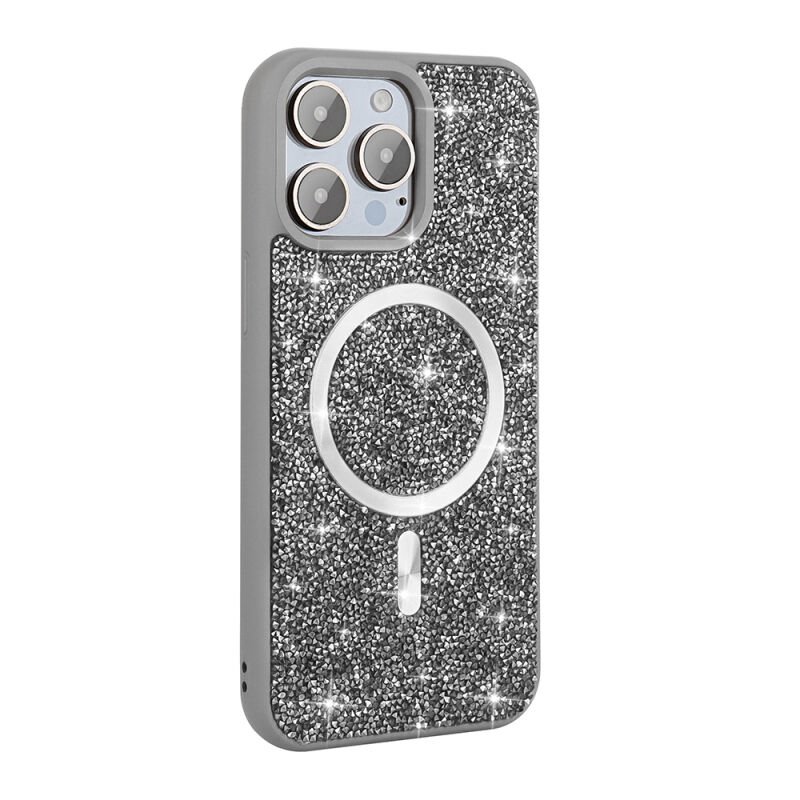 Apple iPhone 14 Pro Max Kılıf Pırlanta Tasarımlı M-safe Şarj Özellikli Zore Mozaik Silikon Kapak