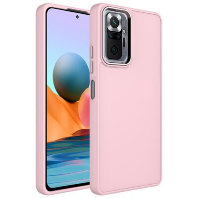 Xiaomi Redmi Note 10 Pro Kılıf Metal Çerçeve ve Buton Tasarımlı Silikon Zore Luna Kapak