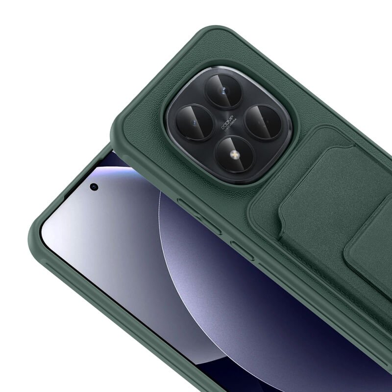 Xiaomi Redmi Note 15 Pro Kılıf Kartlıklı TPU Zore Bikart Kapak Koyu Yeşil
