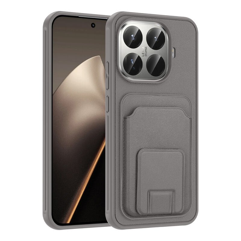 Xiaomi 15T Pro Kılıf Kartlıklı TPU Zore Bikart Kapak Gri