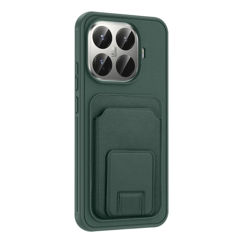 Xiaomi 15T Pro Kılıf Kartlıklı TPU Zore Bikart Kapak Koyu Yeşil