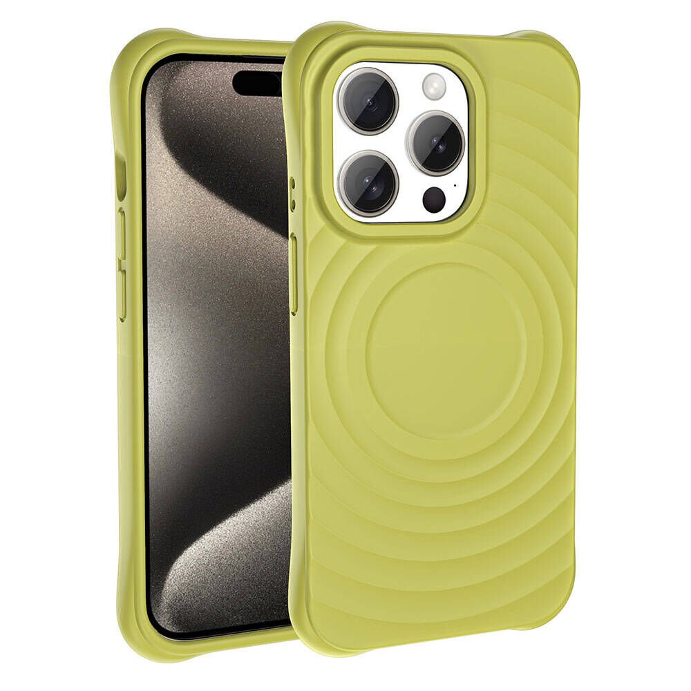 Apple iPhone 15 Pro Max M-safe Şarj Özellikli Airbagli Mat Görünümlü Zore Hepi Kapak Yeşil
