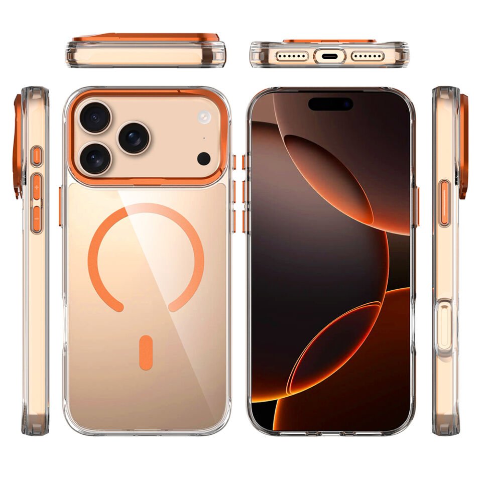 Apple iPhone 17 Pro Max Kılıf M-safe Şarj Özellikli Airbagli Kamera Standlı Zore Azor Kapak
