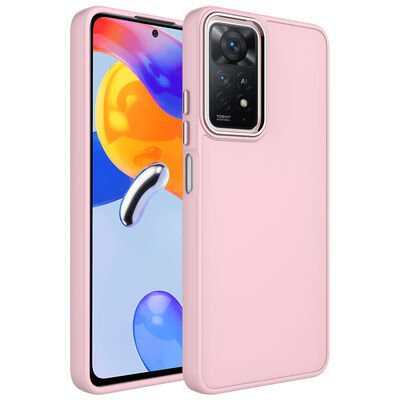Xiaomi Redmi Note 11 Pro 5G Kılıf Metal Çerçeve ve Buton Tasarımlı Silikon Zore Luna Kapak