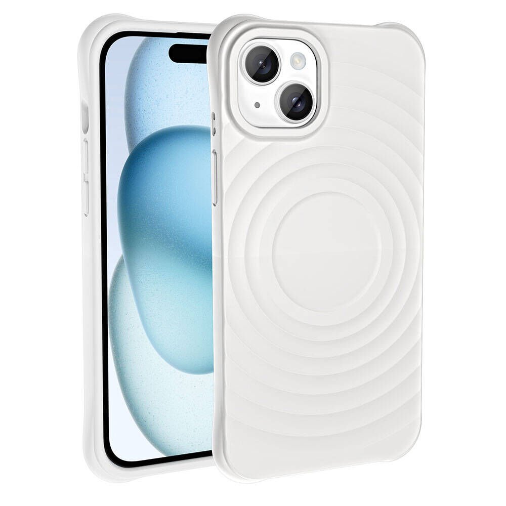 Apple iPhone 15 Plus M-safe Şarj Özellikli Airbagli Mat Görünümlü Zore Hepi Kapak Beyaz
