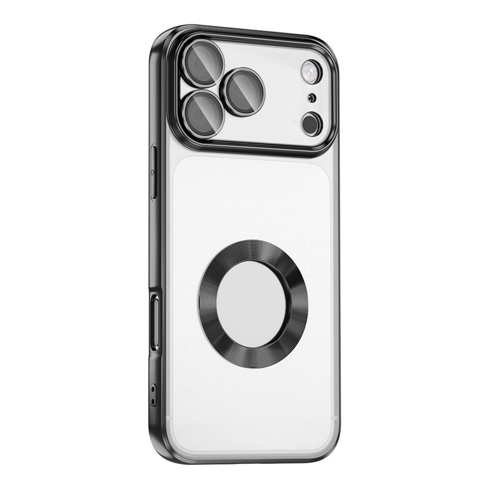 Apple iPhone 17 Pro Max Kılıf Kamera Korumalı Logo Gösteren Zore Omega Kapak Siyah
