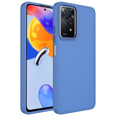 Xiaomi Redmi Note 11 Global Kılıf Metal Çerçeve ve Buton Tasarımlı Silikon Zore Luna Kapak