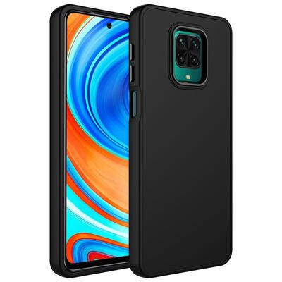 Xiaomi Redmi Note 9S Kılıf Metal Çerçeve ve Buton Tasarımlı Silikon Zore Luna Kapak