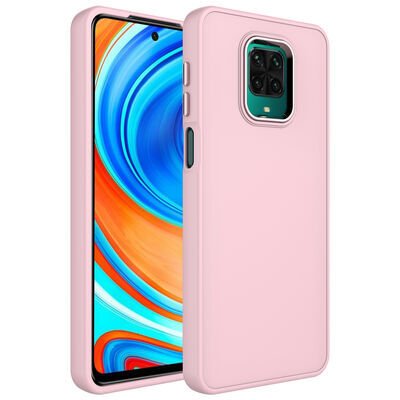 Xiaomi Redmi Note 9S Kılıf Metal Çerçeve ve Buton Tasarımlı Silikon Zore Luna Kapak