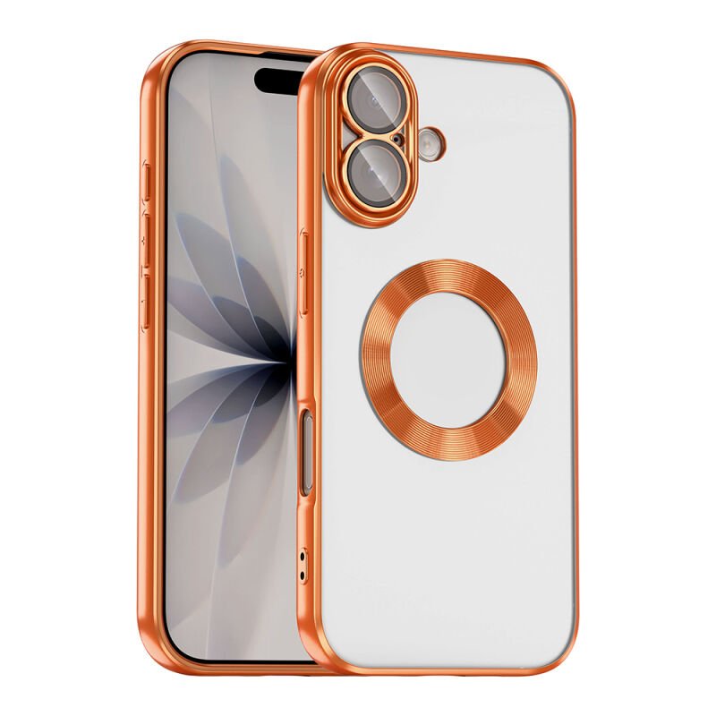 Apple iPhone 17 Kılıf Kamera Korumalı Logo Gösteren Zore Omega Kapak Rose Gold