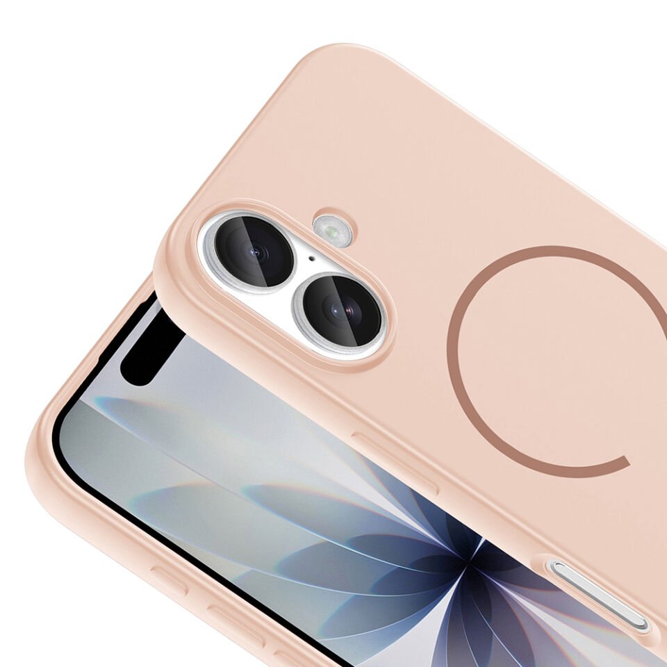 Apple iPhone 17 Kılıf M-safe Şarj Özellikli Zore Meta Kapak Pembe