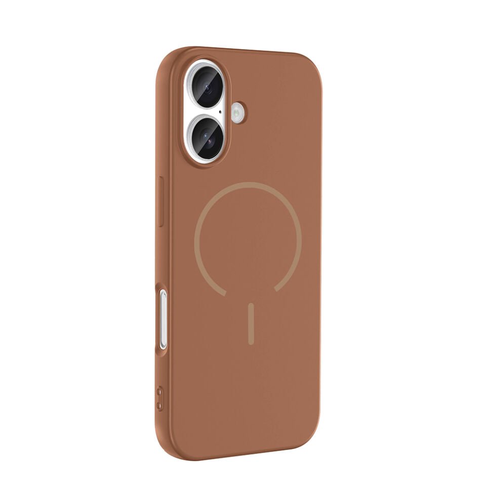 Apple iPhone 17 Kılıf M-safe Şarj Özellikli Zore Meta Kapak Kahverengi
